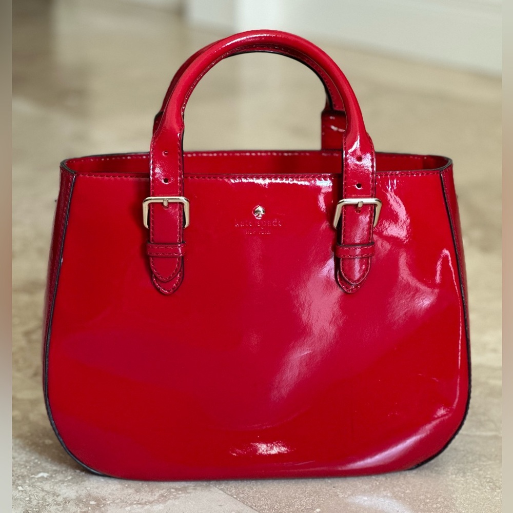 Kate Spade Carlisle Street Sylvie Handle Bag in Red patent w/ long strap. NWT - Picture 3 of 13